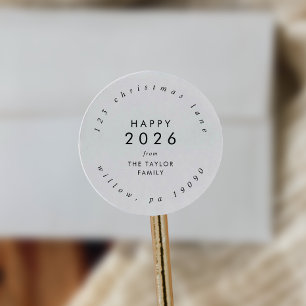 Schicke Happy 2023 Neujahrs-Rund-Rücksendeadresse Runder Aufkleber