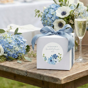 Schicke hellblaue Wasserfarbe Floral-Braut-Shower Runder Aufkleber