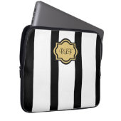 schicke ipad Hülse, kakki/blackstripes/Monogramm Laptopschutzhülle (Vorne Rechts)