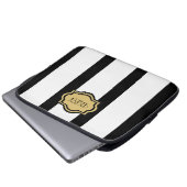 schicke ipad Hülse, kakki/blackstripes/Monogramm Laptopschutzhülle (Vorne Knopf)