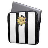 schicke ipad Hülse, kakki/blackstripes/Monogramm Laptopschutzhülle (Vorderseite Links)