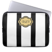 schicke ipad Hülse, kakki/blackstripes/Monogramm Laptopschutzhülle (Vorderseite)