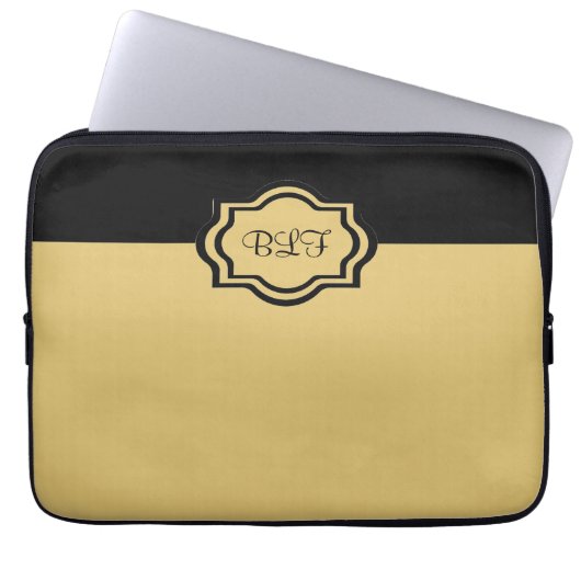 schicke ipad Hülse, kakki/mit Monogramm Laptopschutzhülle (Vorderseite)