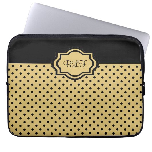 schicke ipad Hülse, kakki/schwarzes Punktmonogramm Laptopschutzhülle (Vorderseite)