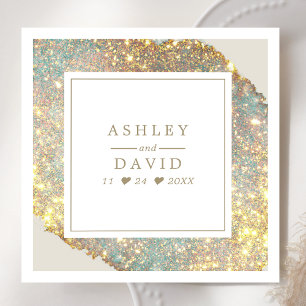 Schicke irisierende holografische Glitter-Hochzeit Serviette