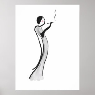 Schicke Jazz-Alters-Dame Illustration Poster Print
