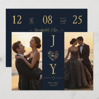 Schicke Joy-Urlaubsfoto-Hochzeit Navy Gold TLW26 Save The Date