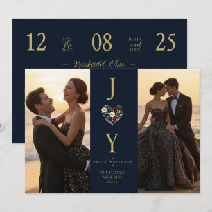 Schicke Joy-Urlaubsfoto-Hochzeit Navy Gold TLW26 Save The Date