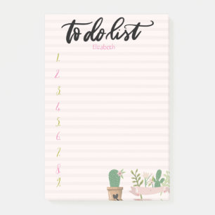 Schicke Kaktusblüte Rosa gestreifte To-Do-Liste Post-it Klebezettel