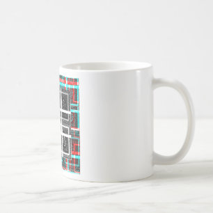Schicke karierte schwarze, weiße und rote Grafik K Kaffeetasse