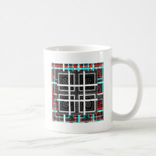 Schicke karierte schwarze, weiße und rote Grafik K Kaffeetasse