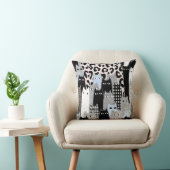 Schicke Karo- und Gingham-Katzenmuster-Patchwork-D Kissen (Stuhl )