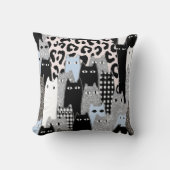 Schicke Karo- und Gingham-Katzenmuster-Patchwork-D Kissen (Vorderseite)