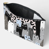 Schicke Karo- und Gingham-Katzenmuster-Patchwork-D Zubehörtasche (Offen)