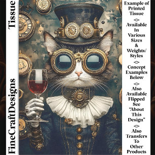 Schicke Katzenkönigin Toasting, Rotwein AH7 Decoup Seidenpapier