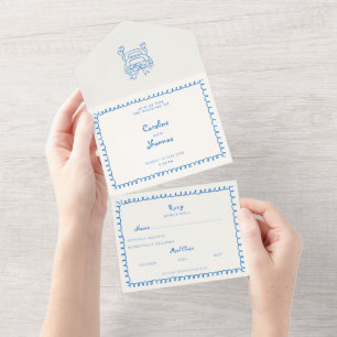Schicke Kritzelei - Whimsical Hochzeit alles in ei All In One Einladung