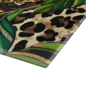 Schicke Leopard Monogramm Monstera Blätter Schneidebrett (Ecke)