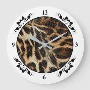 Schicke Leopard-Stellen-lederner Korn-Blick Große Wanduhr