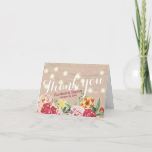 Schicke Lichterkette Leinen Floral Hochzeit Danke