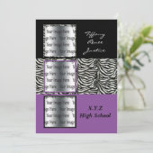 schicke lila Dreifach-Foto-Abschluss Einladung (Stehend Vorderseite)