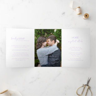 Schicke Lilac-Foto-Moderne Hochzeit Dreifach Gefaltete Einladung