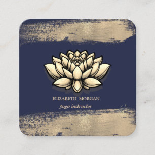 Schicke Lotusblume Faux Gold Pinselstrich Quadratische Visitenkarte