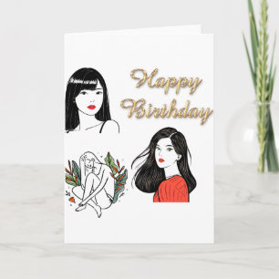 Schicke Mädchen-Illustration Alles Gute zum Geburt Karte