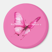 Schicke Mädchenhafte Rosa Schmetterling Magnet (Vorne)