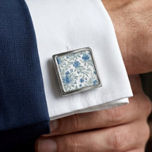 Schicke Manschettenknöpfe mit blauer und salbeigrü