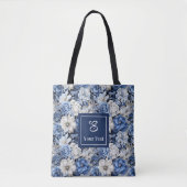 Schicke marineblaue Blumen-Tasche mit individuelle Tasche (Vorderseite)
