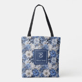 Schicke marineblaue Blumen-Tasche mit individuelle Tasche (Rückseite)
