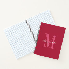 schicke marinerote & weiße Monogramm-Name Spiralbl Notizblock
