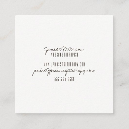 Schicke Massage-Therapie-Visitenkarten Quadratische Visitenkarte (Rückseite)