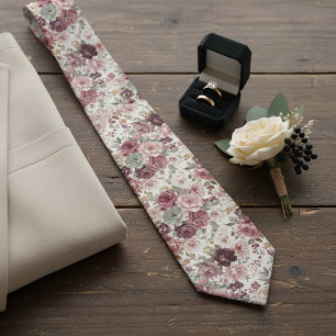 Schicke Mauve Rosa Salbei Grün Florale Hochzeitskr Krawatte