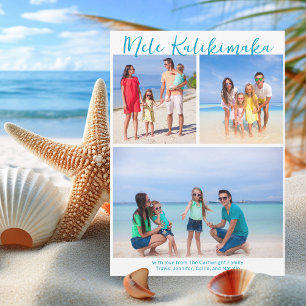 Schicke Mele Kalikimaka-Familienfoto-Collage Küste Feiertagskarte