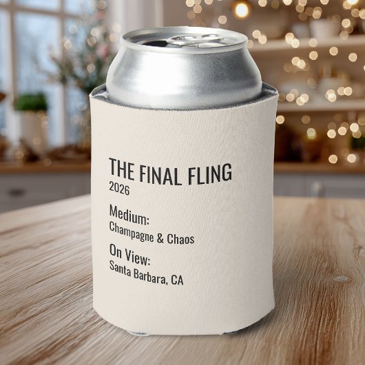 Schicke Minimal-Museum-Label-Junggesellinnenabschi Dosenkühler