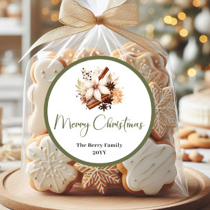 Schicke minimale Weihnachtsfamilienname-Rundsticke Runder Aufkleber