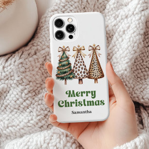 Schicke minimalistische Weihnachtsbäume grün gold Case-Mate iPhone Hülle