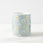 Schicke Minimalschrift-Daisy-Teal-Monogramm Kaffeetasse (Mittel)