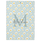 Schicke Minimalschrift-Daisy-Teal-Monogramm Klemmbrett (Rückseite)