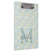 Schicke Minimalschrift-Daisy-Teal-Monogramm Klemmbrett (Rechts)