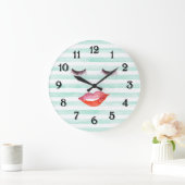 Schicke Minzen-und Weiß-Streifen-Lippen und Große Wanduhr (Zuhause)
