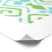 schicke, moderne blaugrüne Kat-Musterschrift Poster (Ecke)