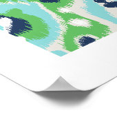 schicke, moderne blaugrüne Kat-Musterschrift Poster (Ecke)