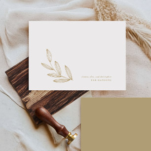 Schicke moderne botanische Spross-Tan-Creme und We Mitteilungskarte