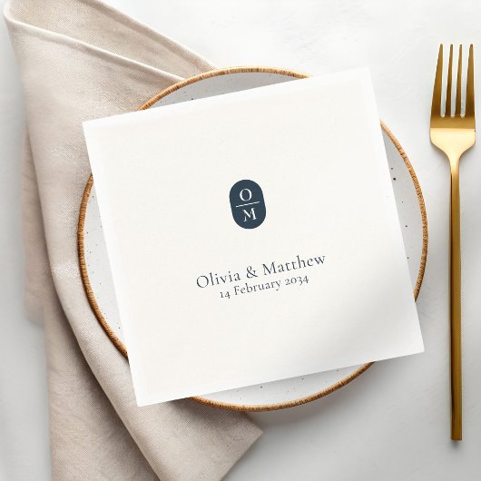Schicke moderne Hochzeitsmonogramm-Hochzeit Serviette