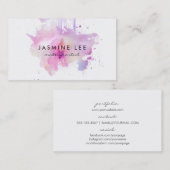 schicke, moderne Makeup Künstler Aquarell lila Gru Visitenkarte (Vorne/Hinten)