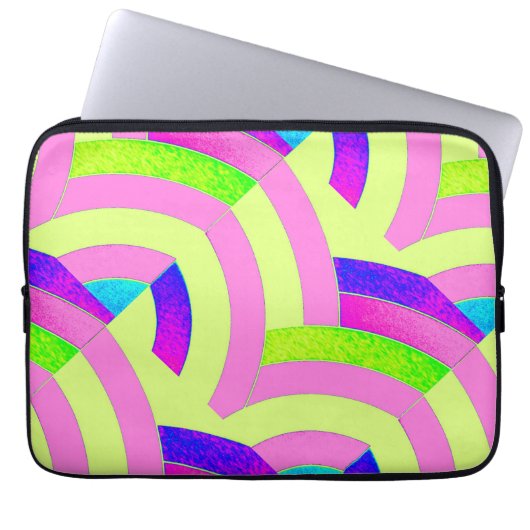 schicke, moderne, rosa/grüne Chevrons Laptopschutzhülle (Vorderseite)