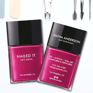 Schicke moderne rosa Nagellackflasche Nagelsalon Visitenkarte