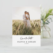 Schicke moderne Schrift Foto Hochzeit Save The Dat Date (Stehend Vorderseite)